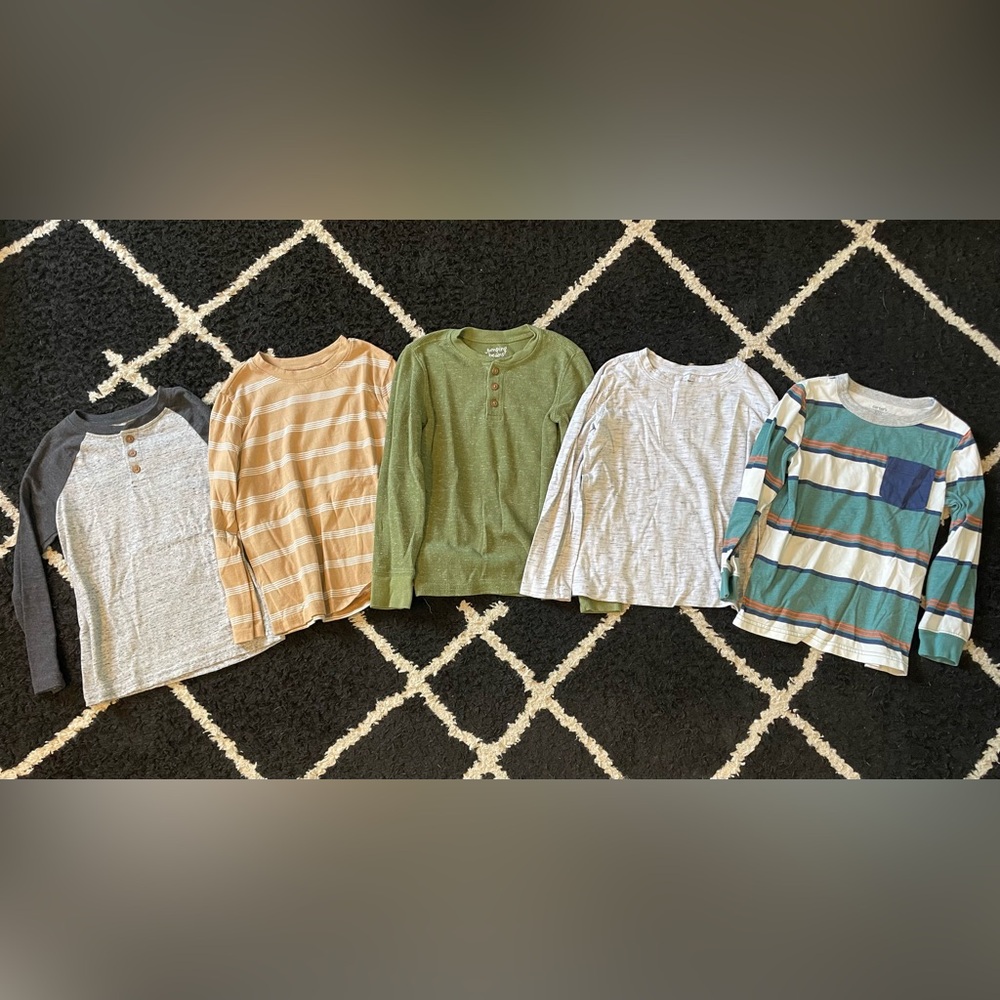 Jumping Beans Long Sleeve Shirt Trio - Tan, Green, Gray
